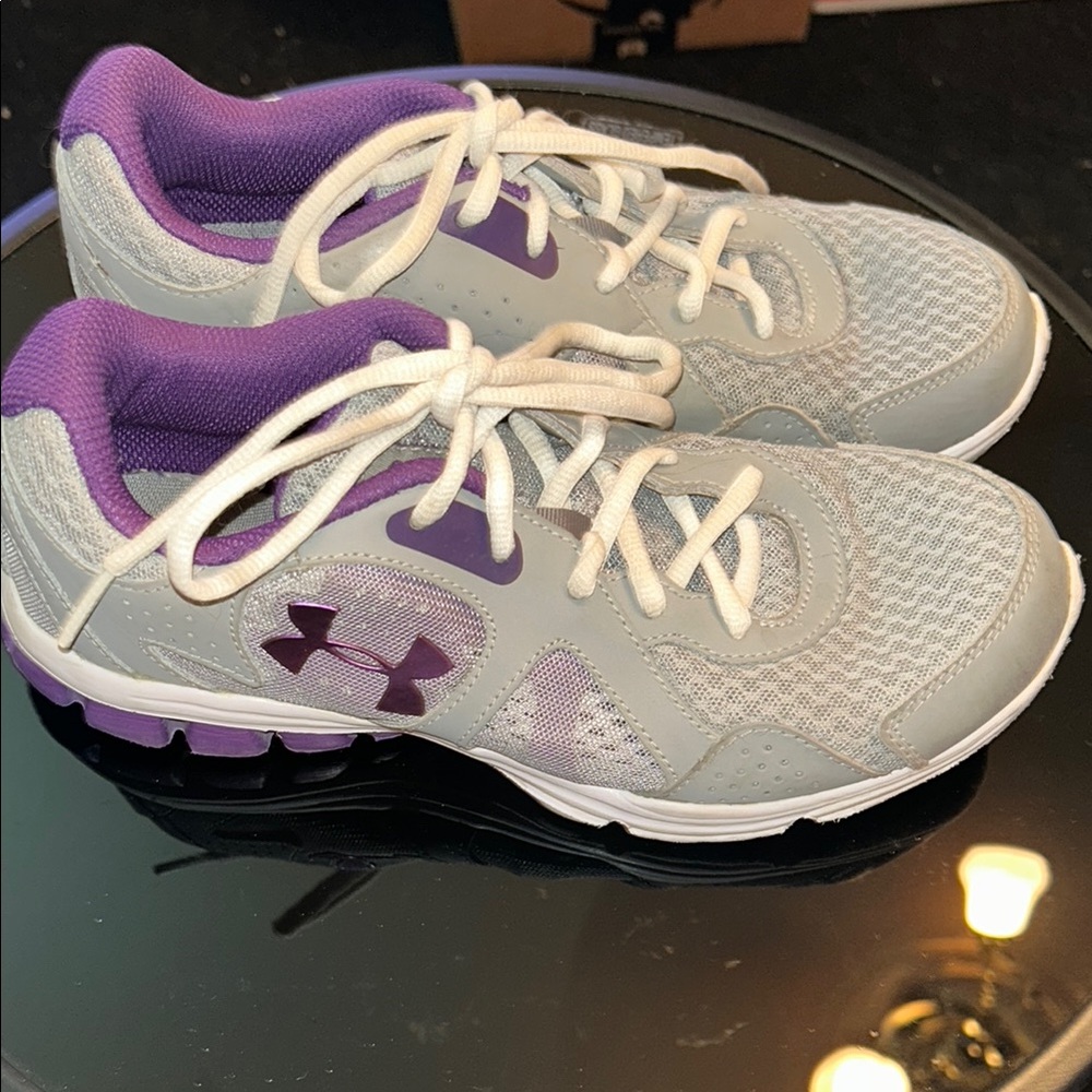 Under Armour Women's Gray and Purple Running Shoes, 7.5